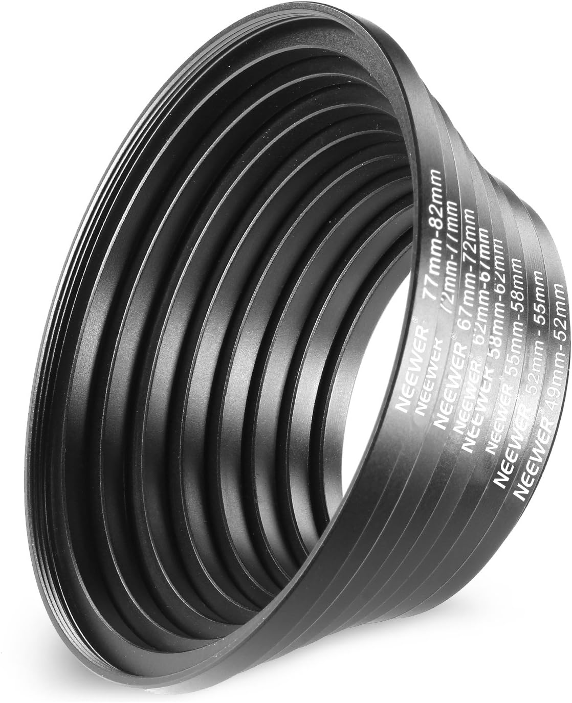 Neewer® 8 Pieces Step-up Adapter Ring Set Made of Premium Anodized Aluminum, includes: 49-52mm, 52-55mm, 55-58mm, 58-62mm - Image 5