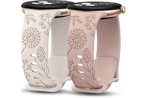 TOYOUTHS 2-Pack Compatible with Google Pixel Watch 4/3/2/1 Band (41mm) Women Men Cute Soft Silicone Fancy Floral Engraved Flo