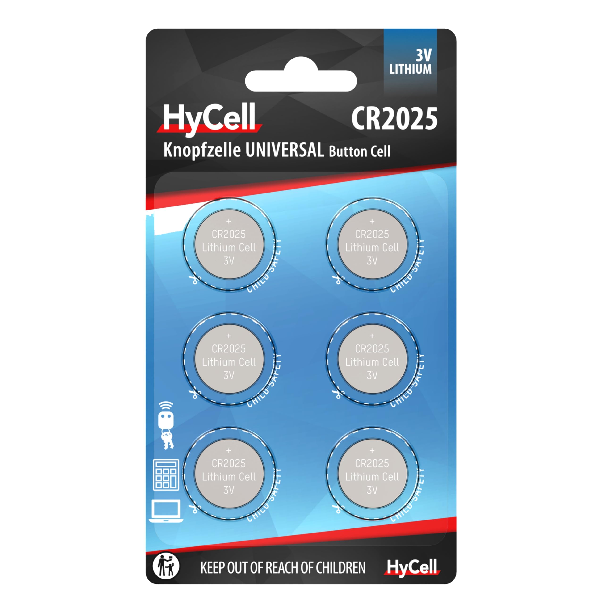 HYCELL 1516-0027 CR2025 Lithium Button Cell for Garage Door Opener/Alarm System - Silver