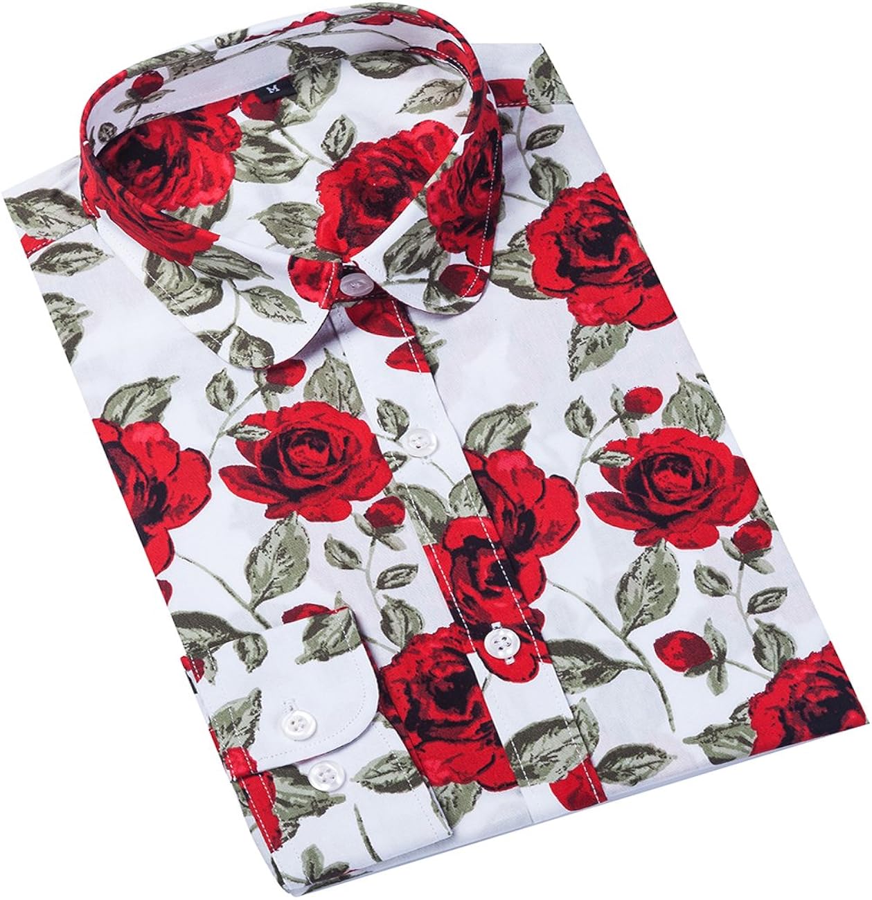 XI PENG Women's Fashion Feminine Tops Blouse Work Button Down Long Sleeve Floral Dress Shirts