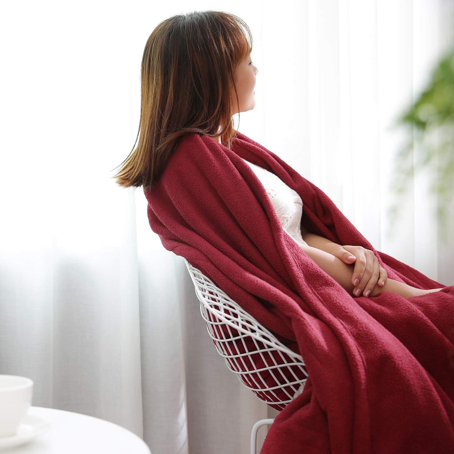 Electric Heated Blanket Throw 77'' x 84'' Full Size Reversible Polar Fleece Extra-Warm Lightweight Fast Heating with 4 Heating Levels Auto-Off Washable: Kitchen & Dining
