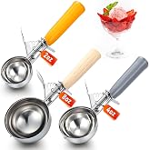 Reallnaive 3 Pcs Ice Cream Scooper with Trigger, 8+4+2 oz, 3 Colors | Release Cookie Scoops, Stainless Steel, Portion Scoop for Portion Control, Fit Baking Food, Cookie Dough