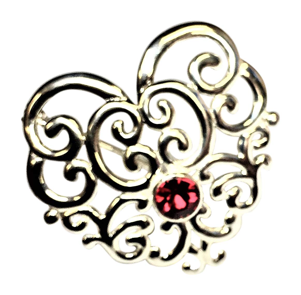 AMORE BRACCIALI Sterling Silver Heart Birthstone Design Brooch - July