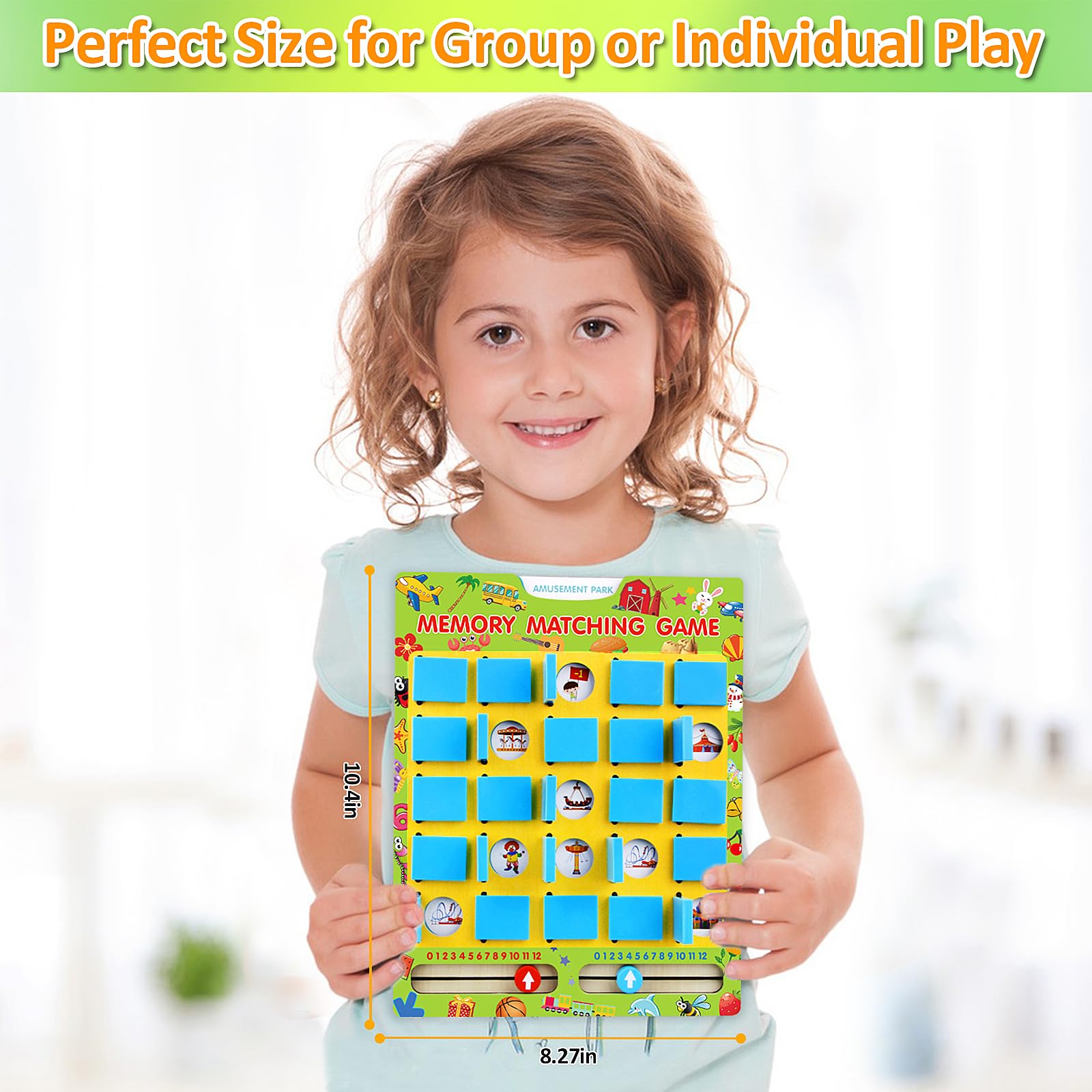 Matching Memory Game for Kids Ages 4-8, Flip to Win Wooden Board Games, Toddler Travel Toys for 3 4 5 6 7 8 Years Old Boys Girls, Road Trip Essentials, Airplane, Car Activity Easter Gifts