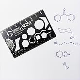 Pocket Chemist Exam Edition: Organic Chemistry Metal Stencil Template 3 in. | Stainless Steel Orgo Molecule Drawing Template for Exams, College Chemist Major Students, Laser-Engraved Wallet Ruler Tool
