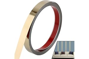 Lunghaa Peel and Stick Metal Finish Molding Trim, Stainless Steel Strip for Wall, Mirror Frame, Fireplace and Craft Decoration (Glossy Gold, 19.7 ft x 1 in)