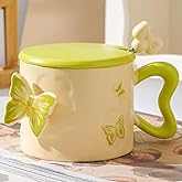 Disoza Butterfly Coffee Mug Coquette Mug Porcelain Coffee Tea Cup 12 OZ Green Bow Ceramic Cute Coffee Cup for Women Girl