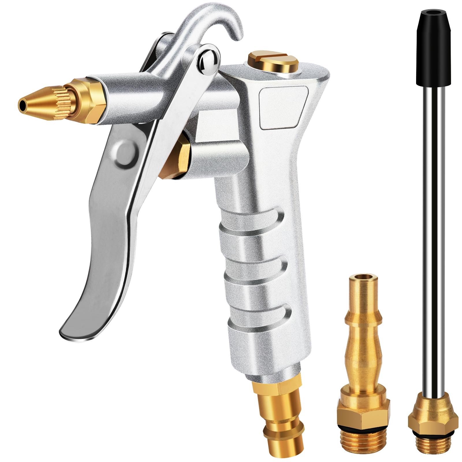 Oumuik,Air Blow Gun,Compressed Air Gun with Extension Nozzle with 1/4" BSP British & German High Pressure Pistol-Grip Connector Pneumatic Air Duster Cleaning Tool
