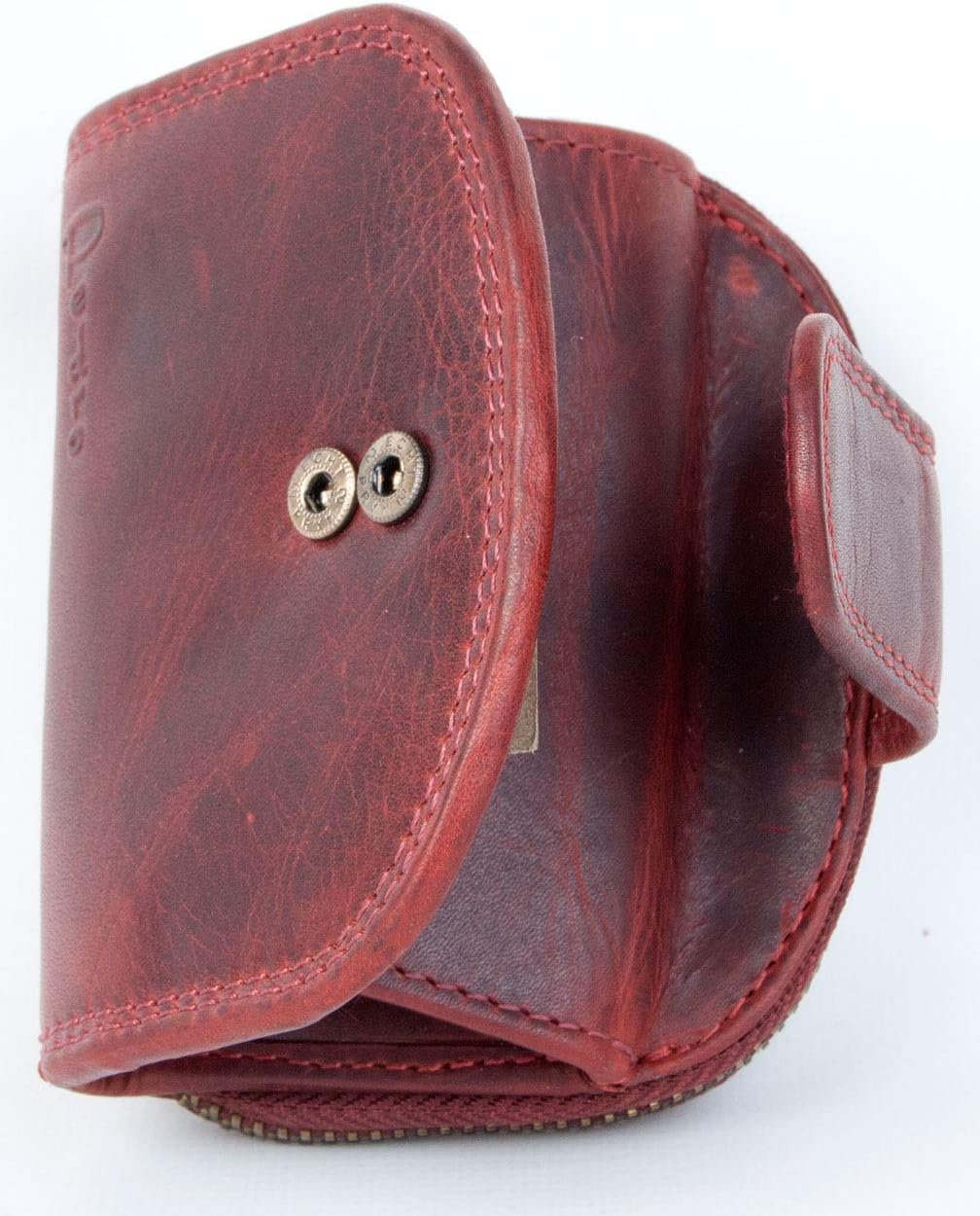 FLW-Pedro Red Compact Size Wallet Whole Made of Genuine Leather - Image 3