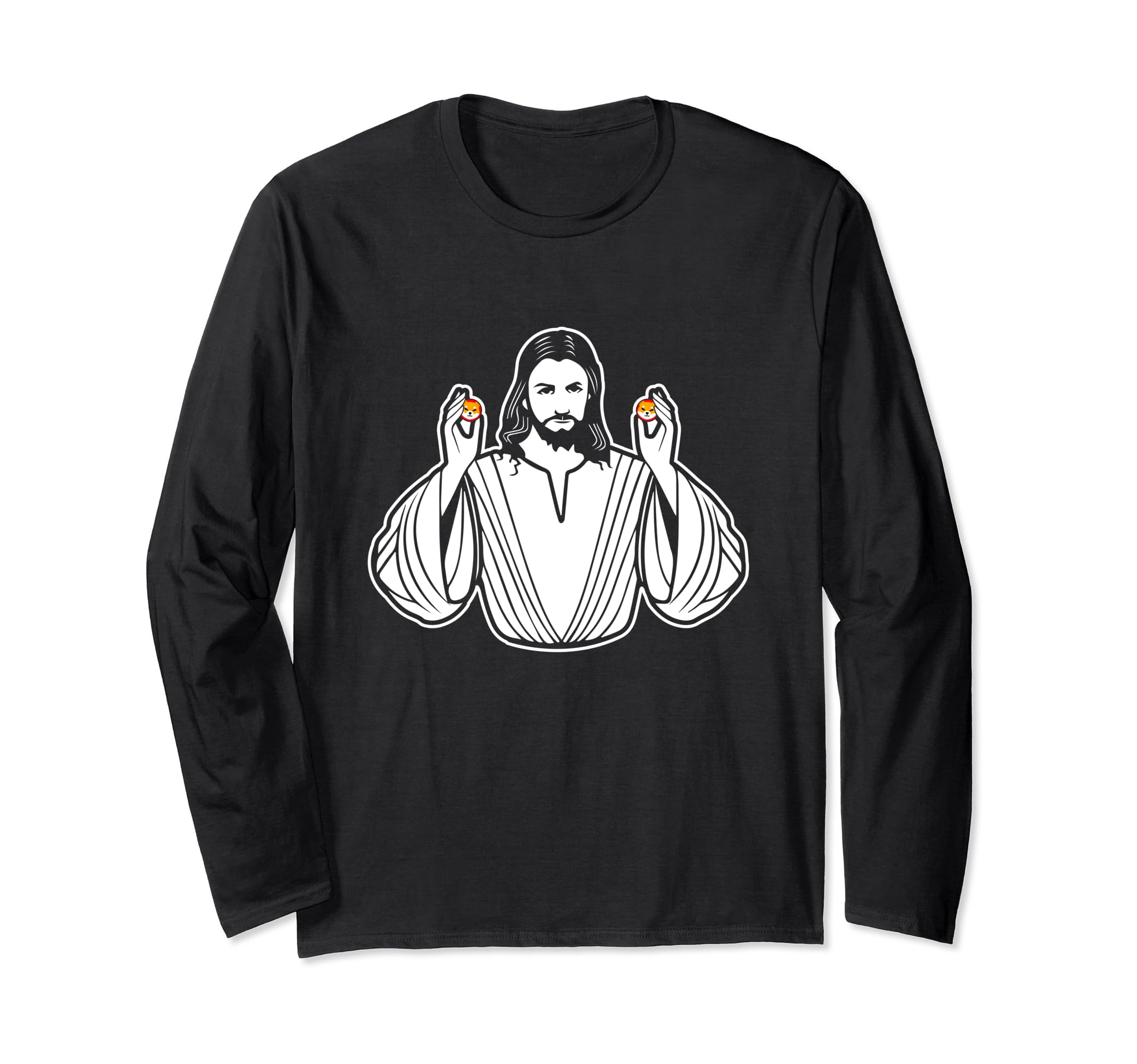 Jesus Shiba Coin Funny Digital Currency Crypto Blockchain Long Sleeve T-Shirt