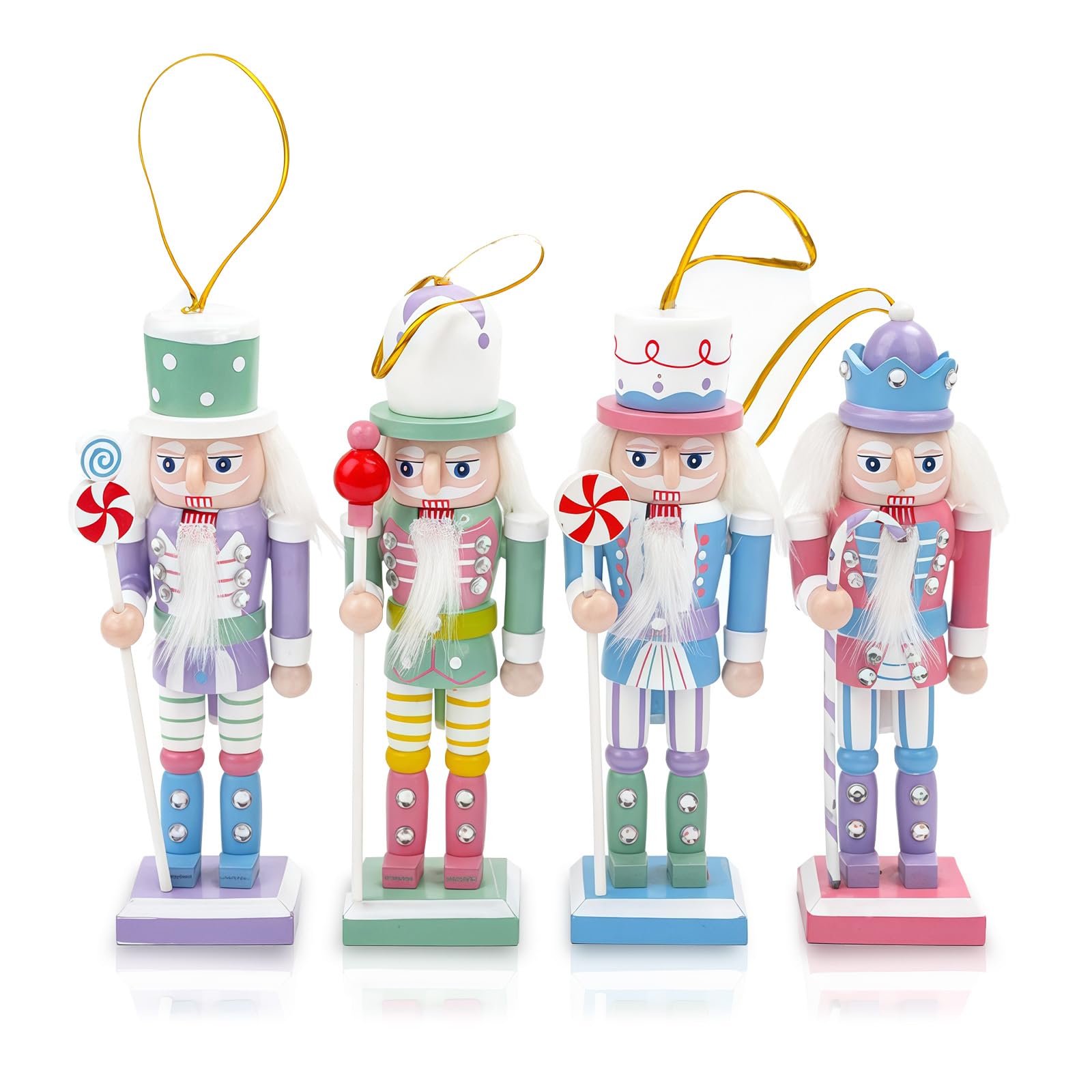 4pcs 13cm Wooden Nutcracker Soldier Christmas Nutcracker Figures Ornaments,Nutcracker Christmas Decorations,Nutcrackers Gifts Nutcracker Soldier Puppet Doll for Tree Tradition Xmas Gift Indoor Decor