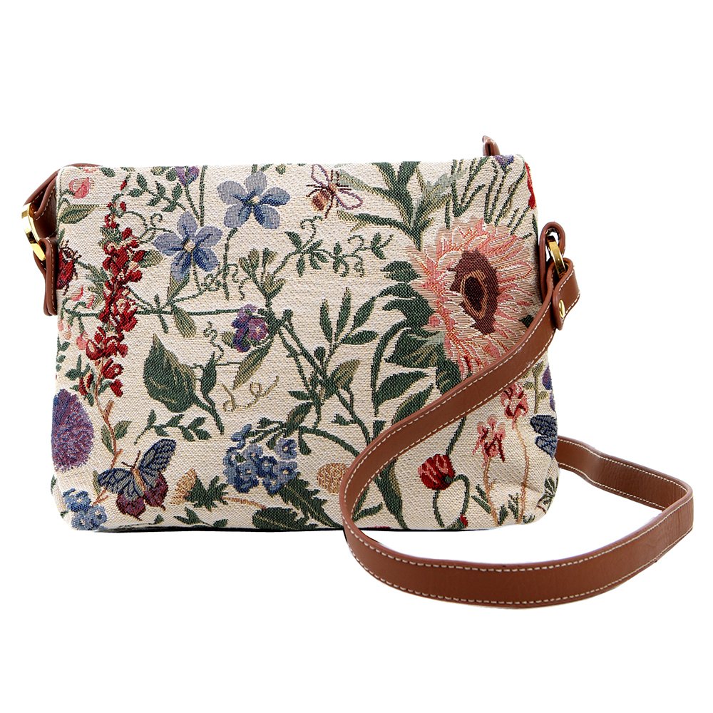 Signare Tapestry Crossbody Bag Small Shoulder Bag for Women with Floral Design (Morning Garden)