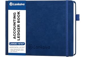 LANKAIVA Accounting Ledger Book - Ledger Books Bookkeeping for Personal & Small Business Accounting, Expense Tracker Notebook for Expenses, Deposits & Balance, B5 Log Book for Business Essentials, Navy Blue