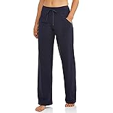 Athletic Works Women's Relaxed Fit Dri-More Core Cotton Blend Yoga Pants, Navy, XXL Petite