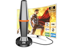 QGCLEARSO TV Antennas for Smart TVs, Digital HDTV Antenna Indoor Outdoor with Strong Magnetic Base, Long Range Reception TV Antenna for Local Channels, Support 4K 1080p Fire TV and Older TVs - 10ft Coax Cable