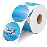 JOYIT 2'' Blue Holographic Thermal Labels - 400pcs Round Thermal Printer Labels, Waterproof Thermal Printer Stickers for Logo Design, Name/Price Tag, Thanks Card, Address, QR Code, 400 Labels(Blue)