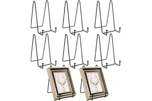 Hedume 8 Pack Black Metal Iron Display Stand, 6 Inch Easel Plate Display Photo Holder, Picture Frame Holder, Decorative Plate