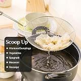 AEX Strainer Skimmer Ladle Stainless Steel 6.7 Inch Ergonomic Handle Spider Mesh view 3