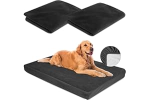 LotuFlor Dog Bed Covers Replacement 100% Waterproof for Dog Bedding Washable Black 2 Pack 27" x 36" M