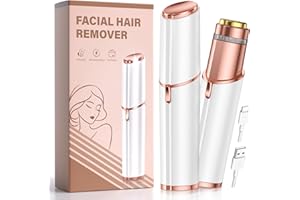BISSUUY Facial Hair Removal for Women: Painless Rechargeable Face Shaver Electric Hair Remover Device for Peach Fuzz Upper Lip Chin (White)
