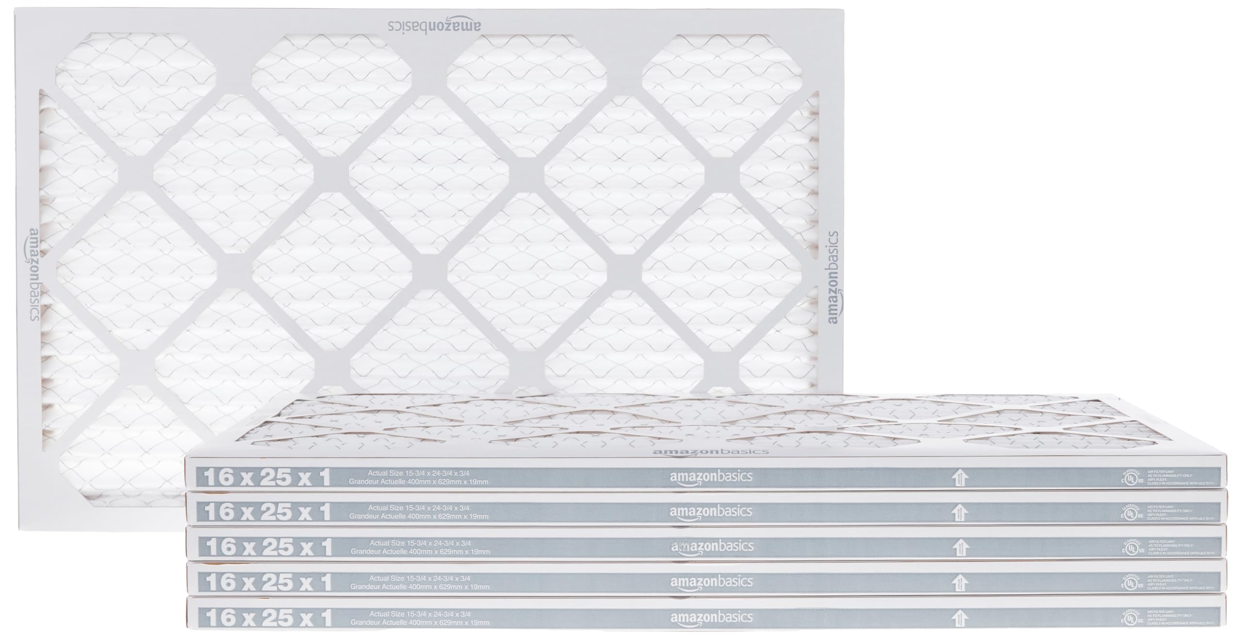 Photo 1 of **MAJOR DAMAGE, SEE PHOTOS** Amazon Basics 16x25x1 Air Filter 6 Pack, MERV 11 AC Furnace Filters (Actual Size: 15.75" x 24.75" x 0.75")