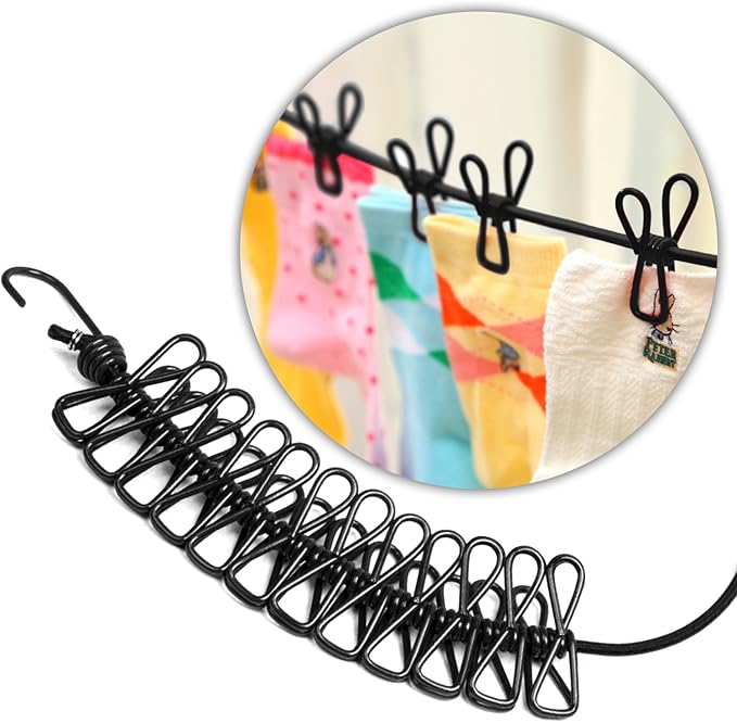 ALTERA LA VITA Camping-Wäscheleine Mit Klammern - 2 Stück 180-360cm In Aufbewahrungstasche