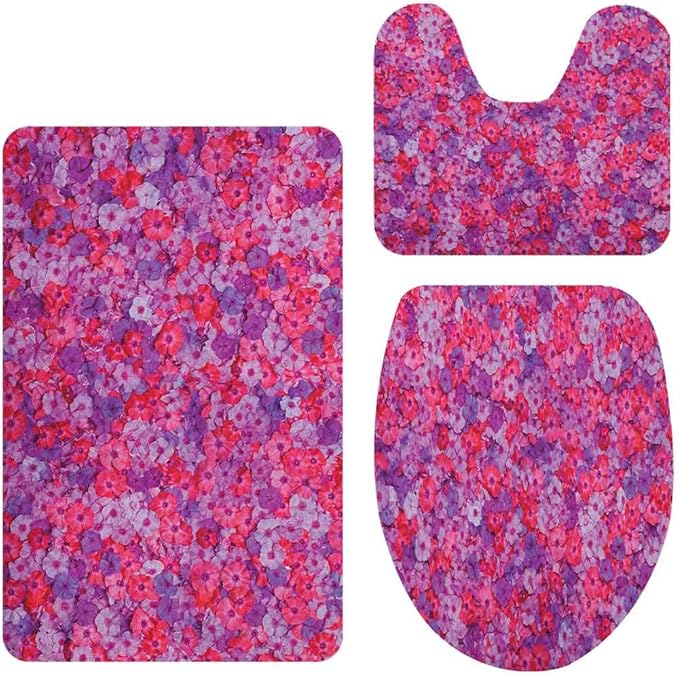 Juego de 3 alfombrillas de baño con diseño de flores y plantas de