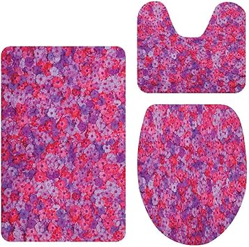 Juego de 3 alfombrillas de baño con diseño de flores y plantas de