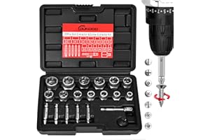 DUNDOO 20PCS Bolt Extractor Set, Easy Out Screw Extractor Kit, 3/8" Drive Impact Stripped Bolt Remover Extractor Socket Set Tool for Removing Stripped, Broken Rusted Bolts Screws