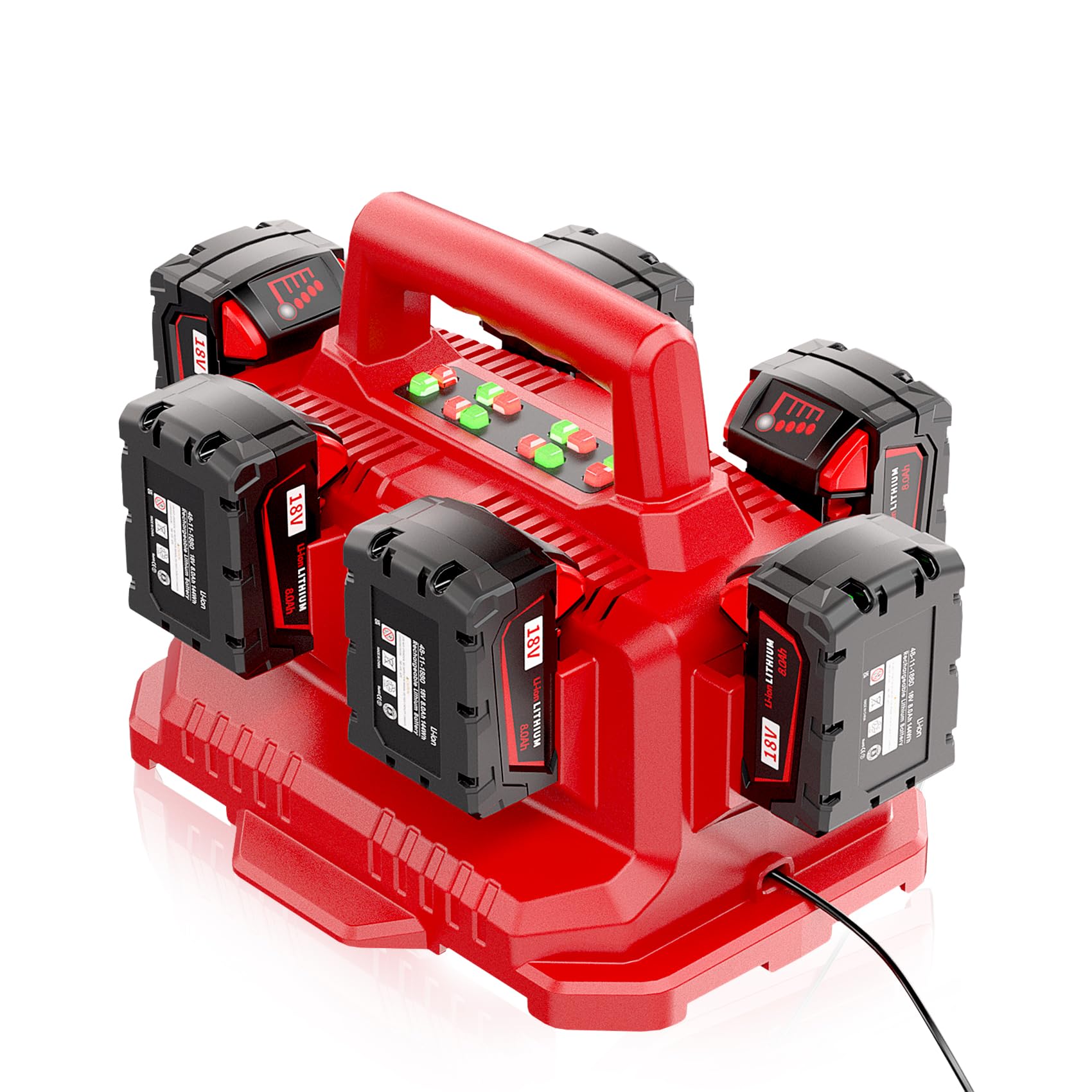 Photo 1 of ?Simultaneously Charging? 6 Ports Replacemen for Milwaukee 18V M18 Battery Charger 48-59-1806 48-59-1817 48-59-1815 48-59-1802, Simultaneous Charger Station Compatible with Milwaukee 18Volt Battery