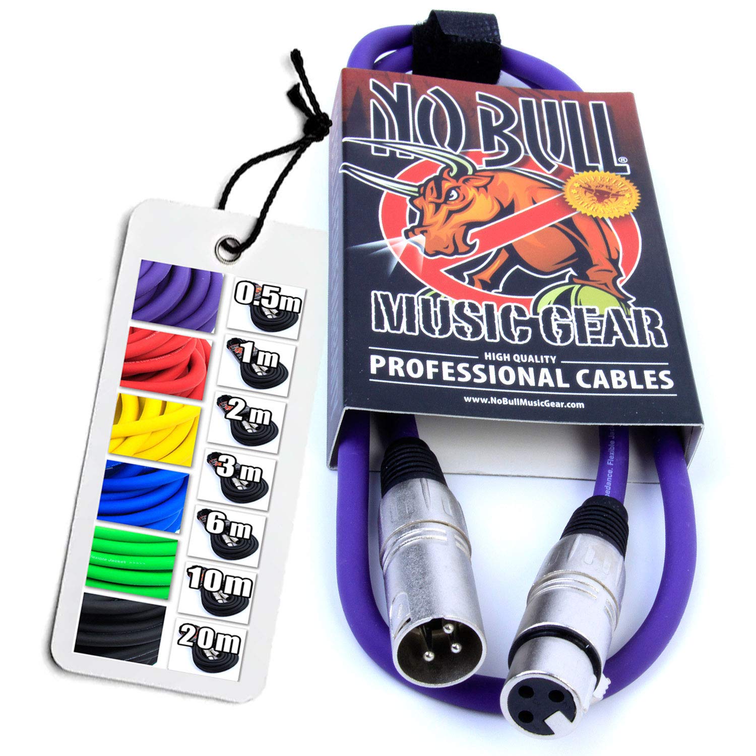 No Bull Nordell Music Gear' Premium XLR Cable (Purple, 1m): Achieve a Clearer Audio Signal with Balanced Male to Female Microphone Lead, plus Cable Tie