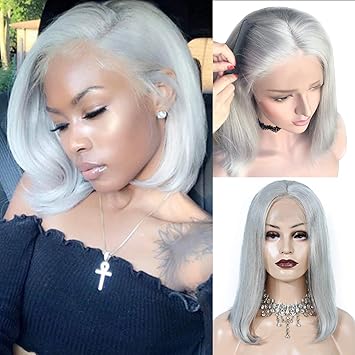Grey lace front wig bob Outlet