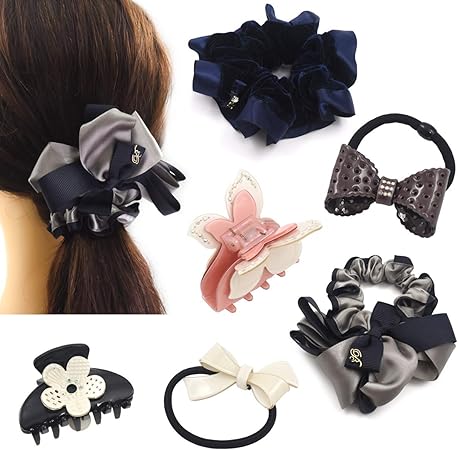 Amazon ヘアアクセサリー6点 セット福袋 ヘアゴム シュシュ ギフト プレゼント ブランドおしゃれ 大人 通勤用 オフィス 高級 百貨店 プラタ ヘアゴム 通販