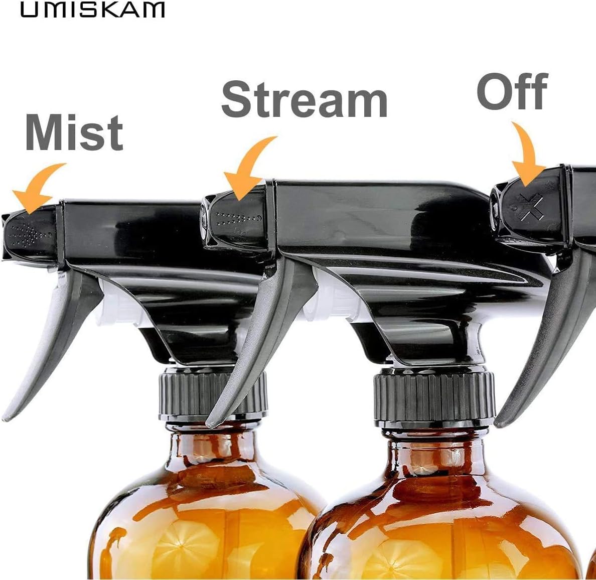 UMISKAM 2 Pcs Empty Glass Spray Bottles Refillable Container for Essential Oils,Cleaning- Durable Trigger Sprayer with Mist Stream Settings (2 * 500ML - Image 4