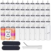 Micellwuu 50 Pack Sublimation Tumblers Bulk 20 oz Skinny Straight,Stainless Steel Sublimation Blanks Cups White, Individually Boxed