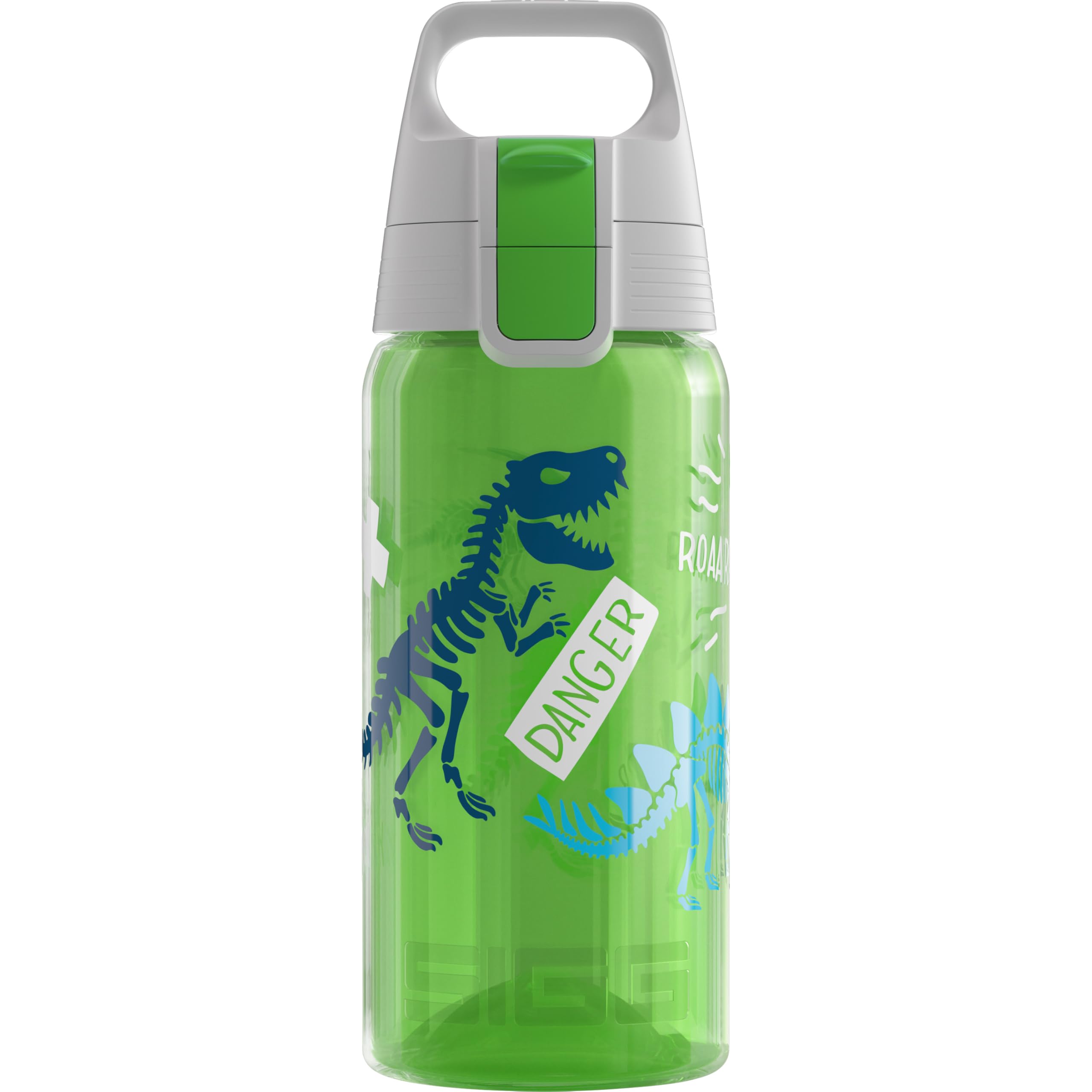 Sigg - Sports Water Bottle For Kids - Viva One Jurassica - Suitable For Carbonated Drinks - Leakproof - Dishwasher Safe - BPA Free - School & Bike - Green - Dinausor Design - 0.5L