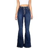 TTFIFENG Flare Jeans for Women, Women's High Waist Stretch Bell Bottom Jeans Black Flare Bootcut Denim Jeans Pants