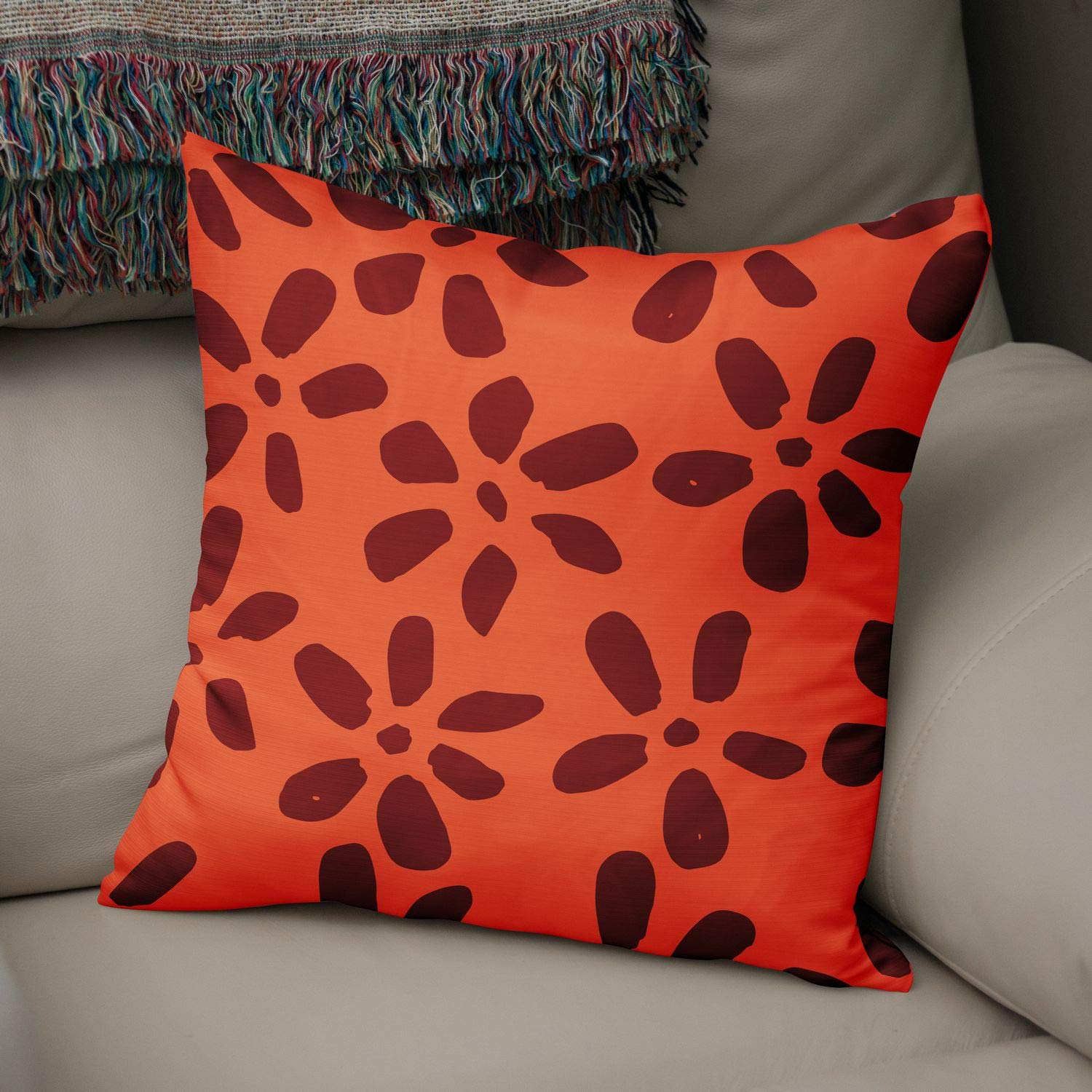 Bonamaison Decorative Cushion Cover Orange & Bordeux, Throw Pillow Covers, Home Decorative Pillowcases for Livingroom, Sofa, Bedroom, Size: 50x50 Cm - Designed and Manufactured in Turkey