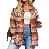 RITERA Womens Plus Size Shacket Jacket Flannel Button Down Plaid Long Sleeve Shirts Casual Fall Blouses Tops XL-5XL
