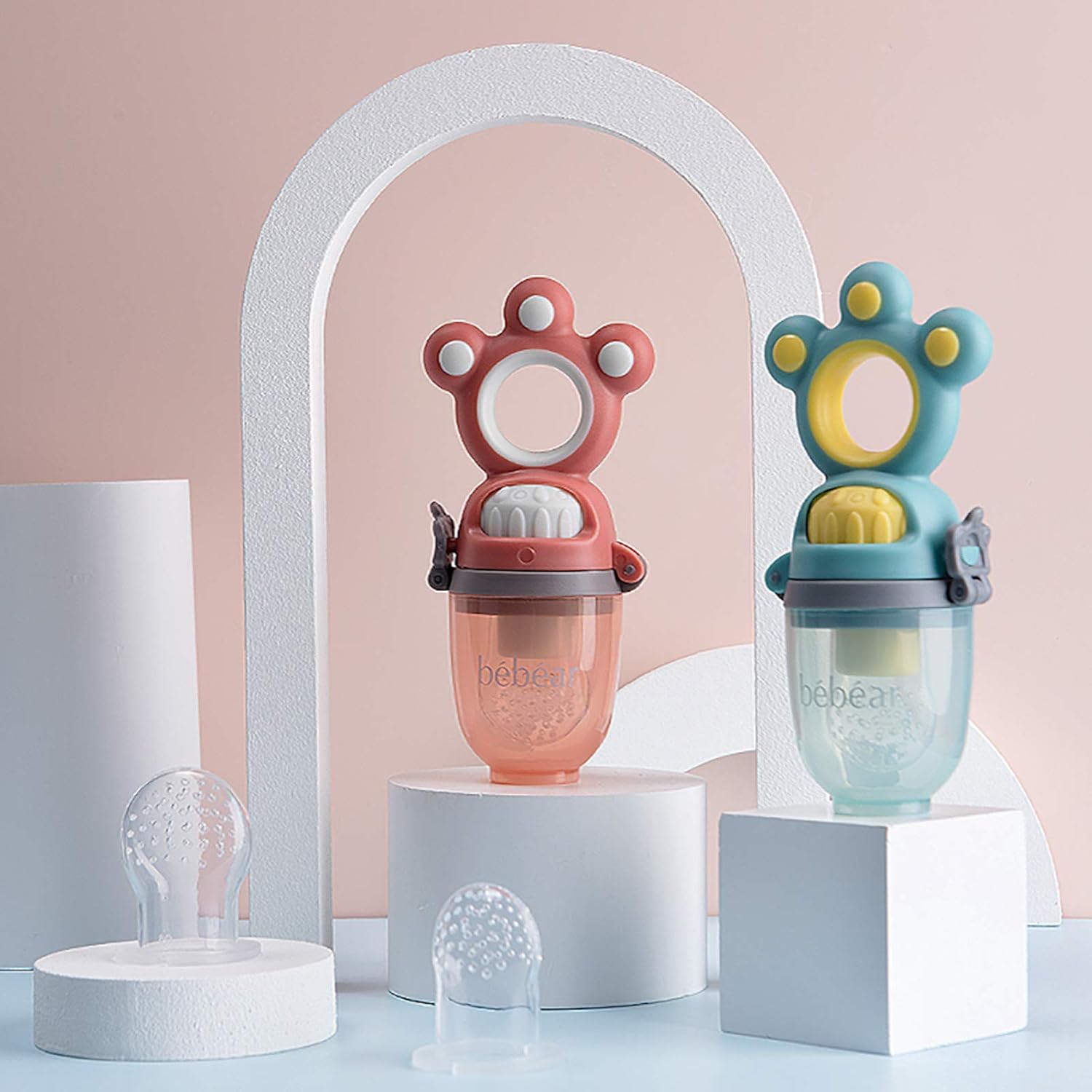 Bebamour Fruit Feeder Pour Bebe Sans Bpa Mangeoire Pour Bebe Avec 2 Sucettes 6 Tetines En Silicone 1 Tetine Jouets De Dentition Pour Bebe Amazon Fr Bebes Puericulture