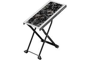 AWEDA Aluminum Guitar Foot Rest with Carbon Fiber Surface Enlarged Footrest Plate 5 Position Height Adjustable Guitar Foot Rest X-Shaped Foldable