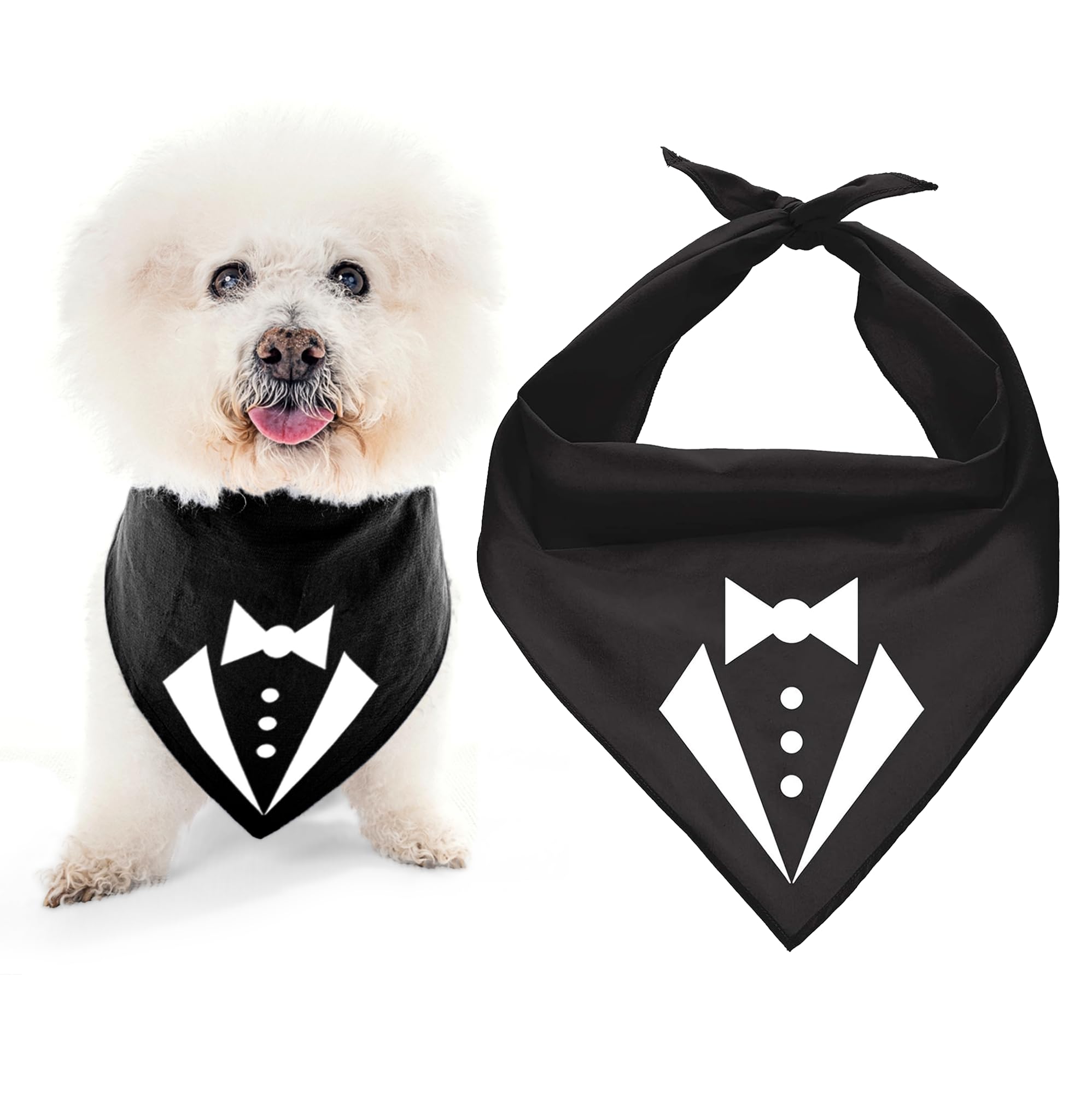 Parisian Pet Dog Bandana for Dogs and Cats - Dog Bandanas Large and Small Kerchief Scarfs - Dog Bandanas Tuxedo