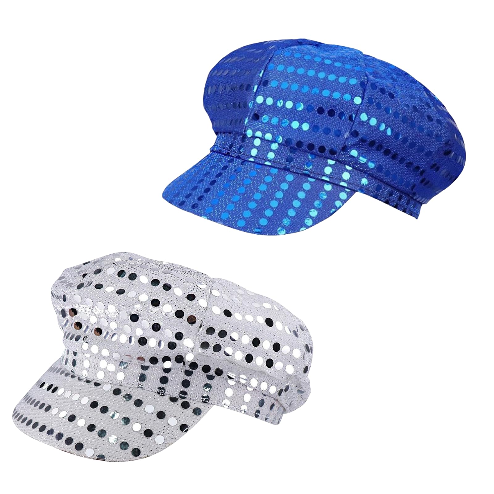 Orizizhic 2Pcs Sequin Hat Glitter Hat Abba Hats for Women Girls Disco Hat Cap Party Hats Fancy Dress Costume 70s Accessories for Adults and Men Retro Party Hippie Hats