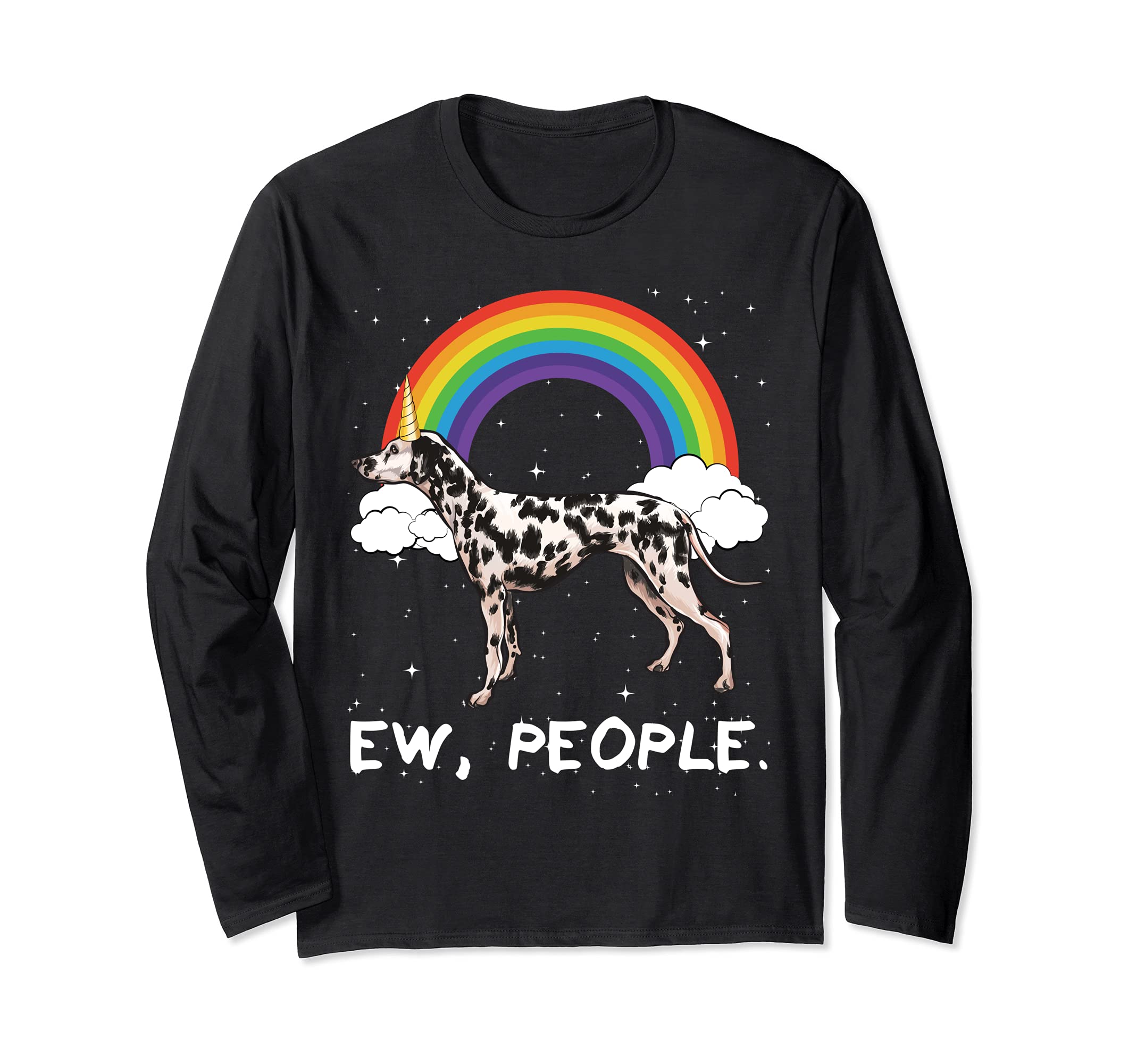 Rainbow Dalmatian Ew People Unicorn Dog Long Sleeve T-Shirt