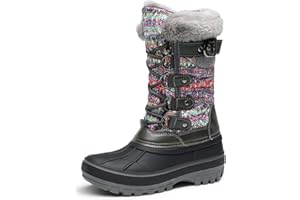 DREAM PAIRS Boys Girls Snow Boots Water-Resistant Outdoor Warm Cozy Anti-Slip Mid Calf Faux Fur Lining Insulated Winter Shoes for Little/Big Kids