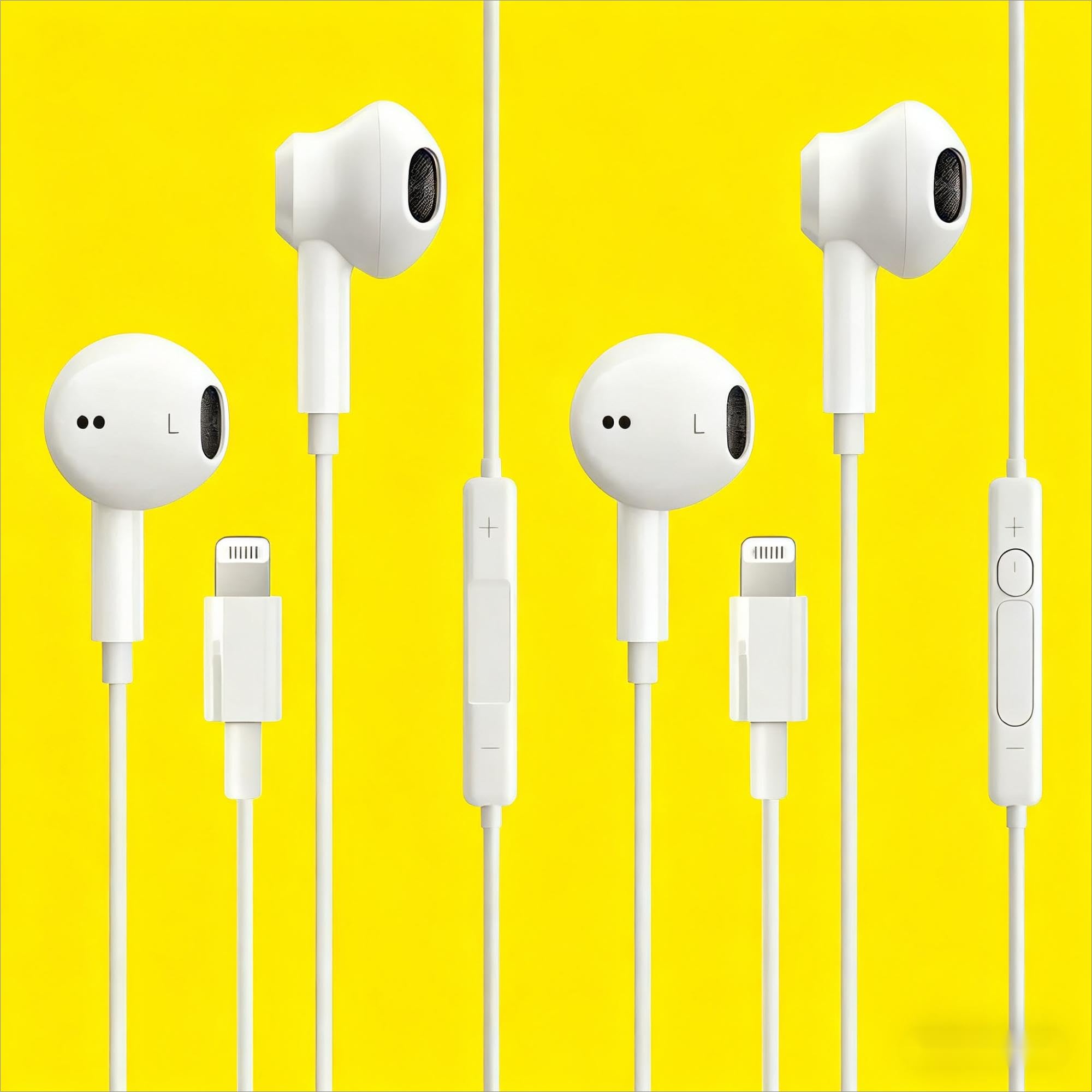 Photo 1 of 2 Pack iPhone Headphones Earbuds Connector(Built-in Mic & Volume Control) Headphones support for iPhone 14/13/12/SE/11/XR/XS/X/7/7Plus/8/8Plus Support All iOS System