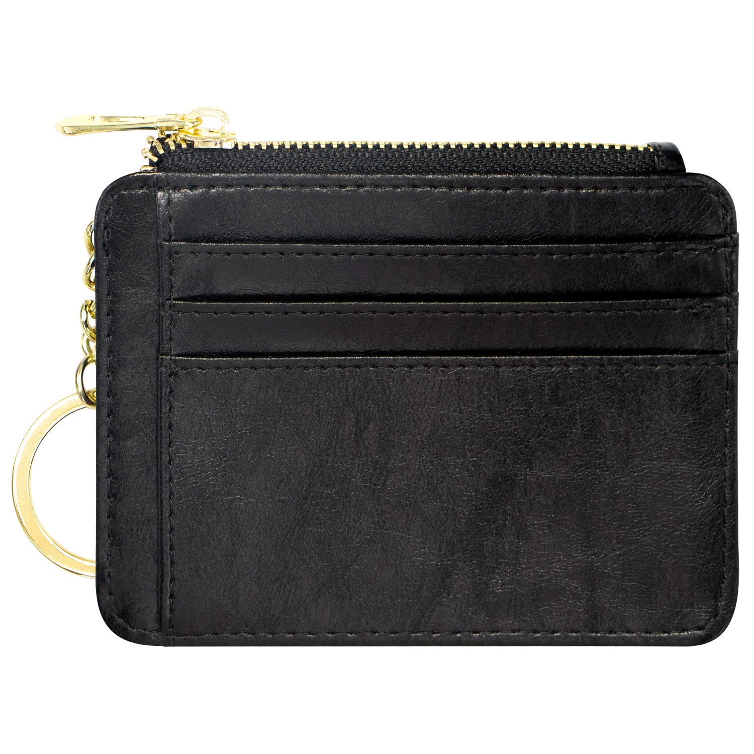 padike Womens Slim Credit Card Holder Mini Front Pocket Wallet Coin Purse Keychain (Black)