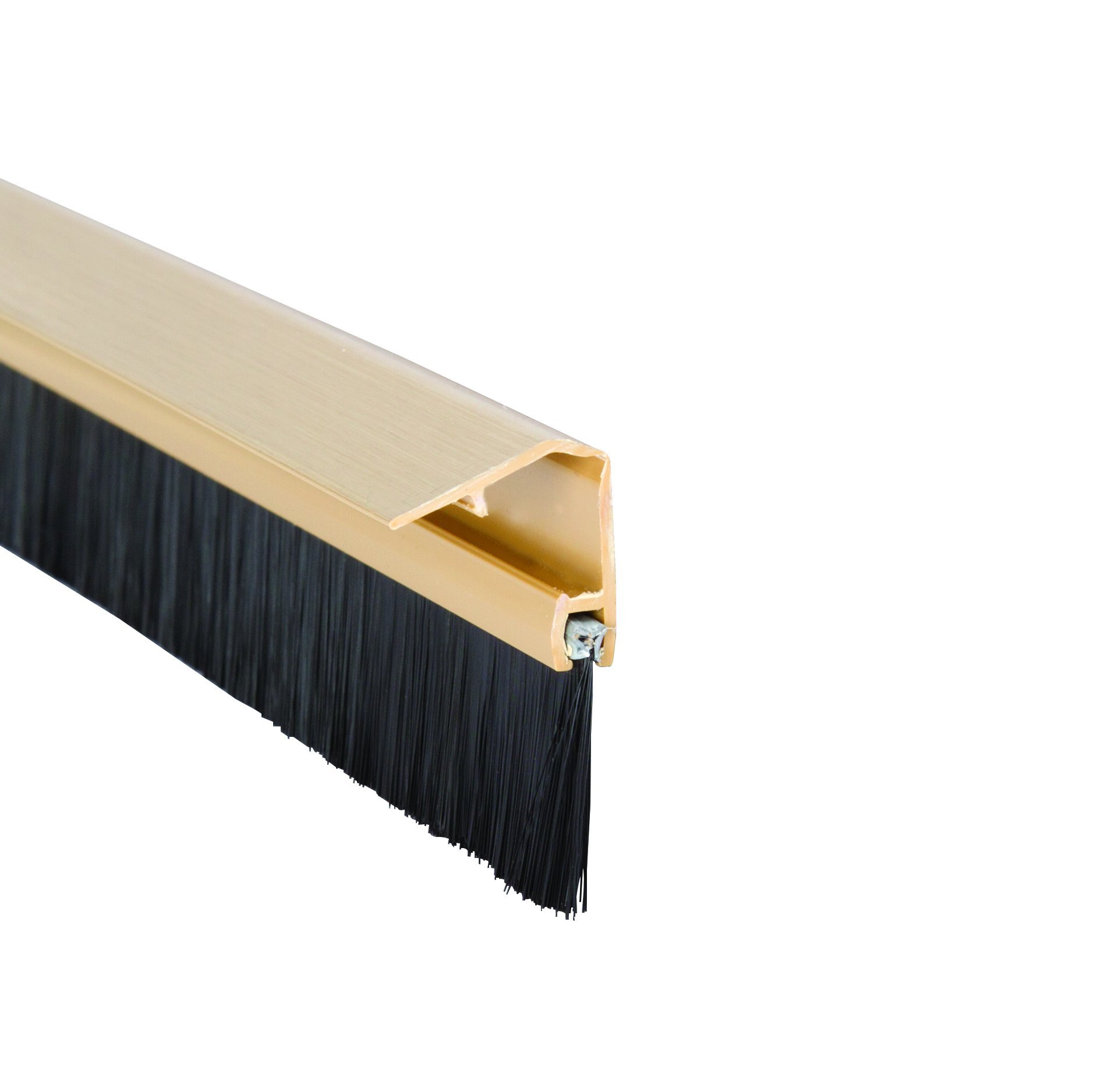 STORMGUARD 02SR0720838G Bottom of The Door Brush Strip Draught excluder 838mm (2'9"") Gold with Cover to CONSEAL Screws, 838 mm"
