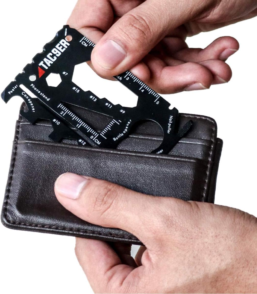 TAC9ER 22-in-1 Wallet Multitool Credit Card Sized Survival Tool Fits in a Pocket EDC Rescue Gear for Quick Fixes - - 
