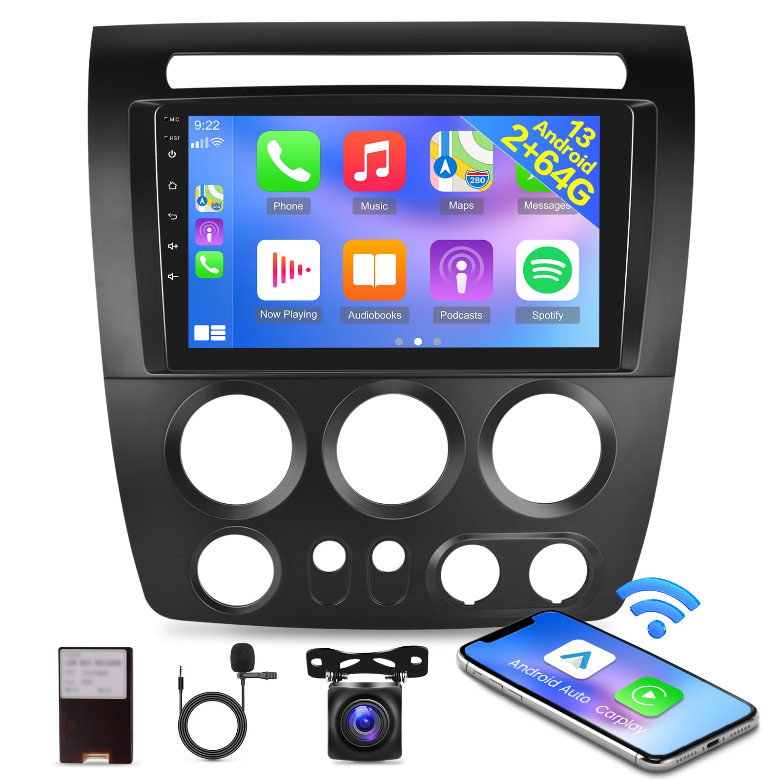 Photo 1 of [2G+64G] Car Radio for Hummer H3 2005 2005 2006 2007 2008 2009 2010, Android 13 Touch Screen Hummer H3 Stereo, Carplay/Android Auto/WiFi/SWC/Bluetooth+AHD Backup Camera